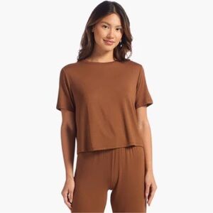 Nuuds cropped tee crewneck rayon short sleeve tshirt clay cooling pajamas lounge